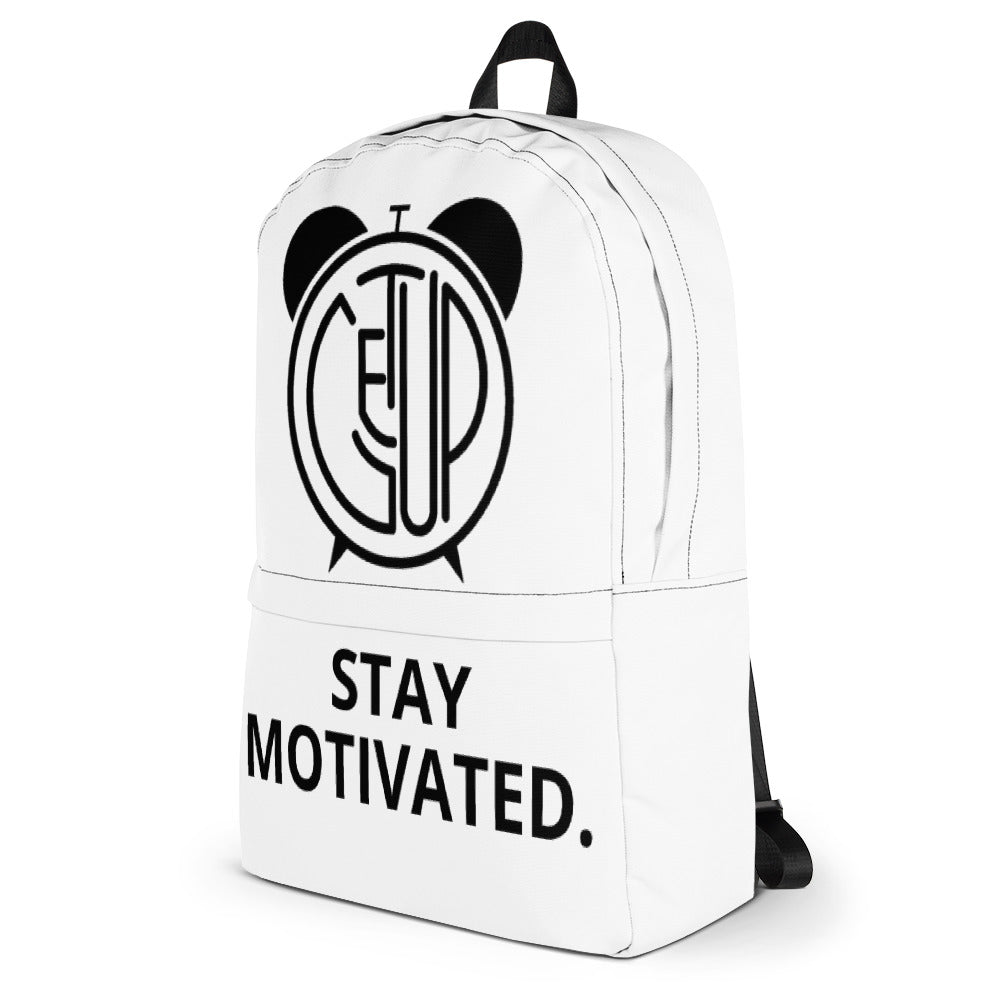 STAY MOTIVATED. Logo Backpack (Wht)